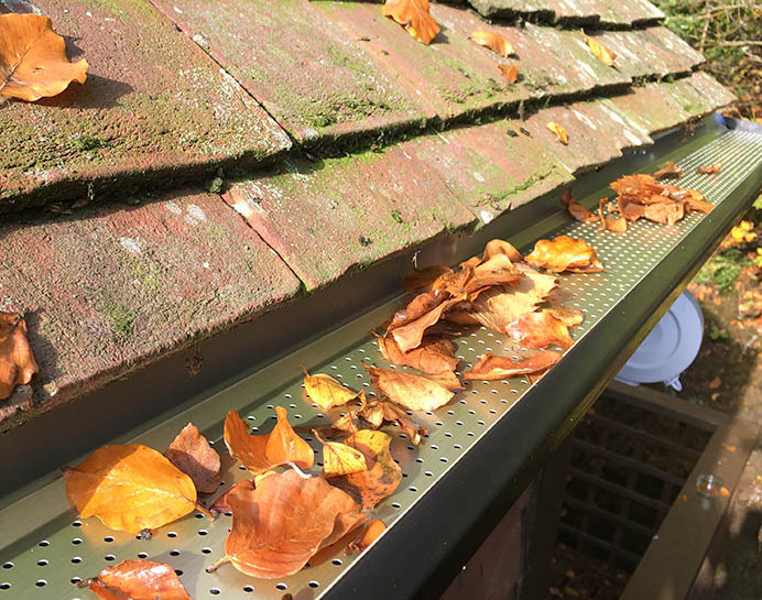 Aluminium gutters can be fitted with a leaf-guard, making them much easier to clean.