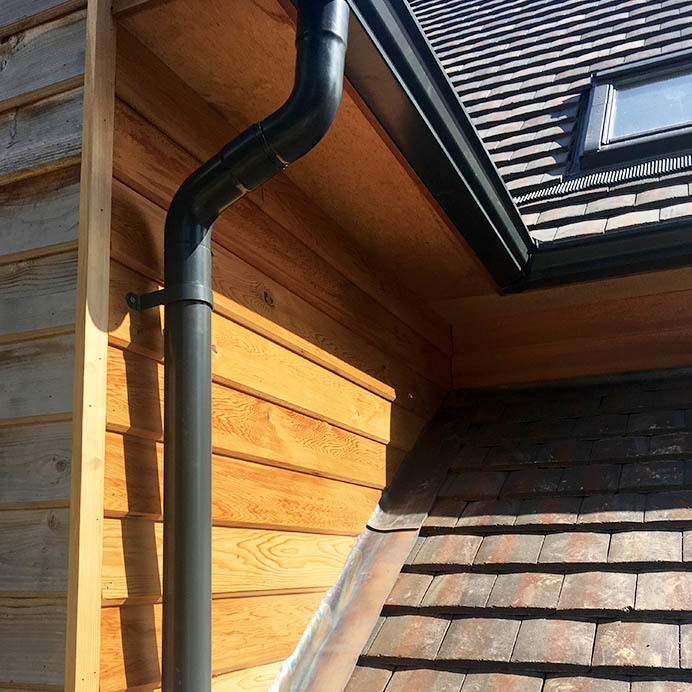 Black Aluminium Guttering with Downpipe